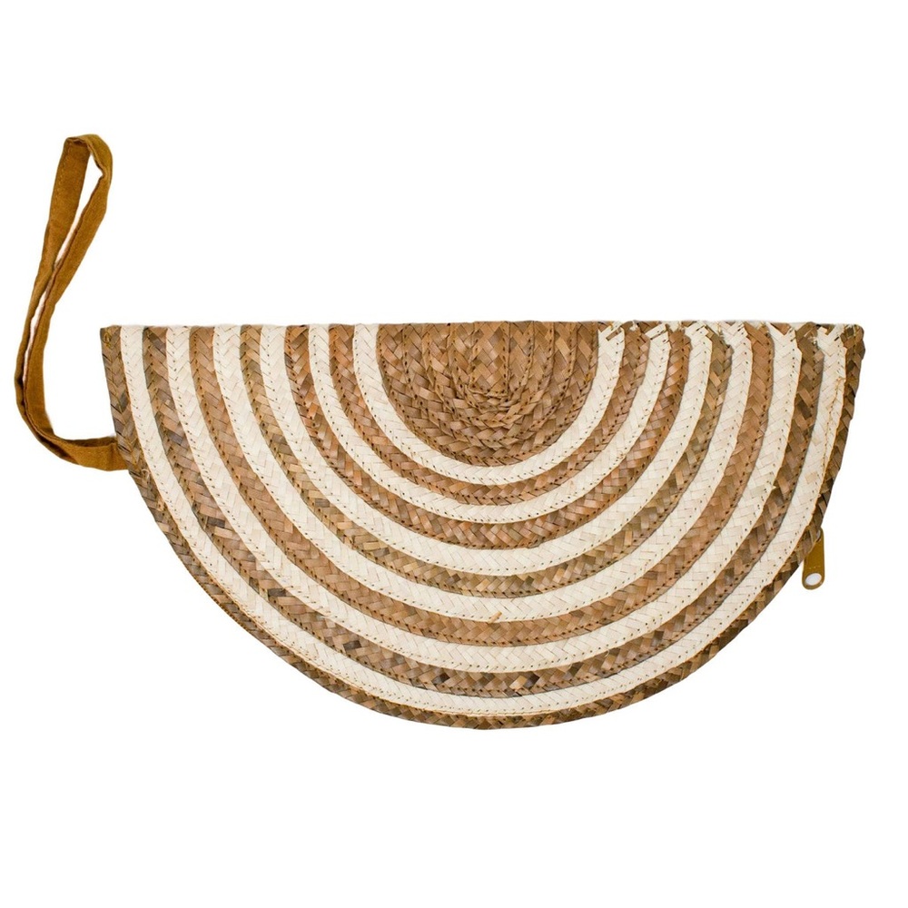 POPPY + SAGE HALFMOON CLUTCH - HONEY STRIPE